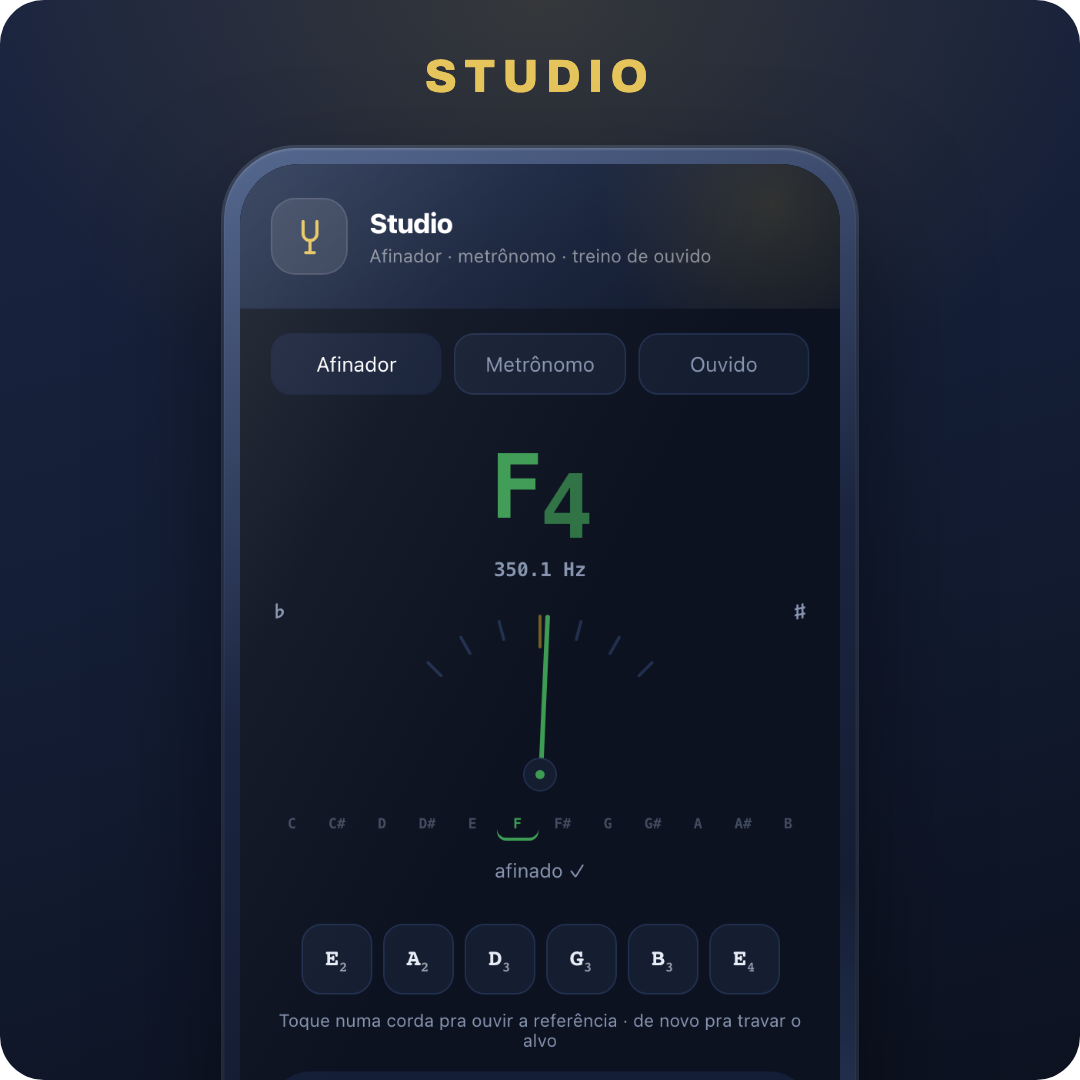 Studio: afinador, metrônomo e treino de ouvido