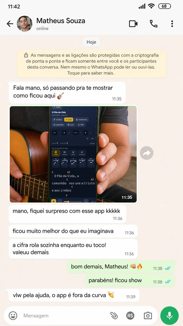 Conversa de um músico sobre a rolagem automática da cifra